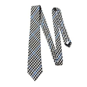 MABAN OF SCOTLAND Tartan Plaid 100% Wool Tie Mens Classic Blue Black‎ White 3"W
